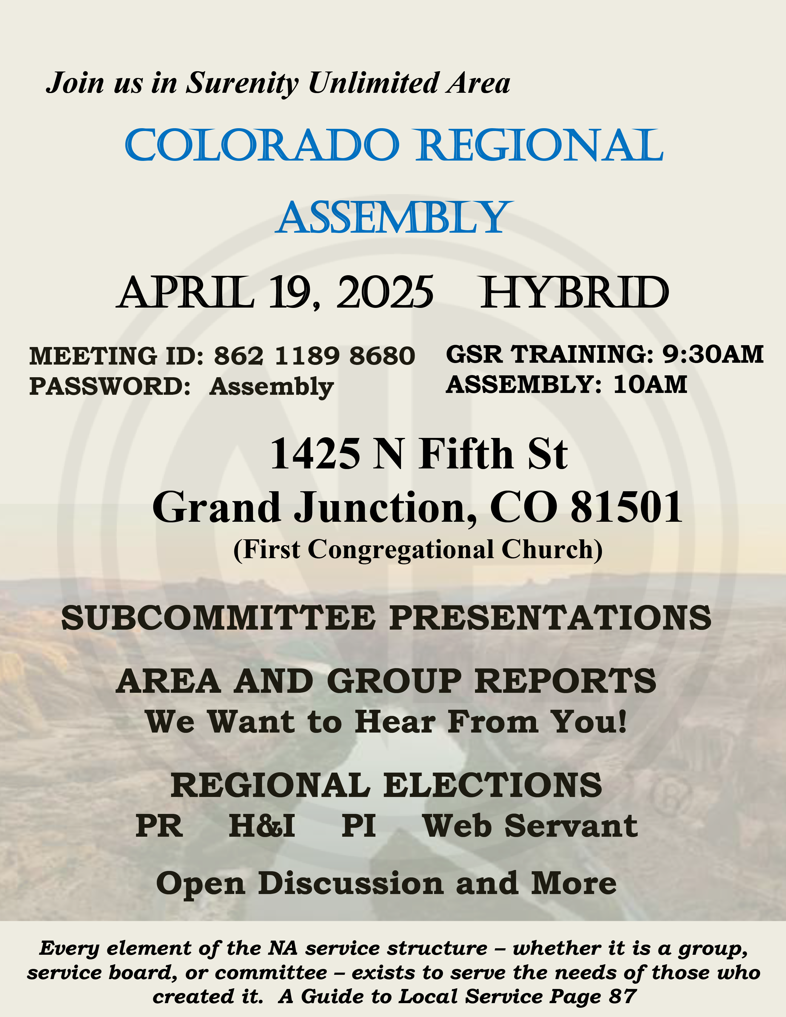 Colorado NA Regional Assembly